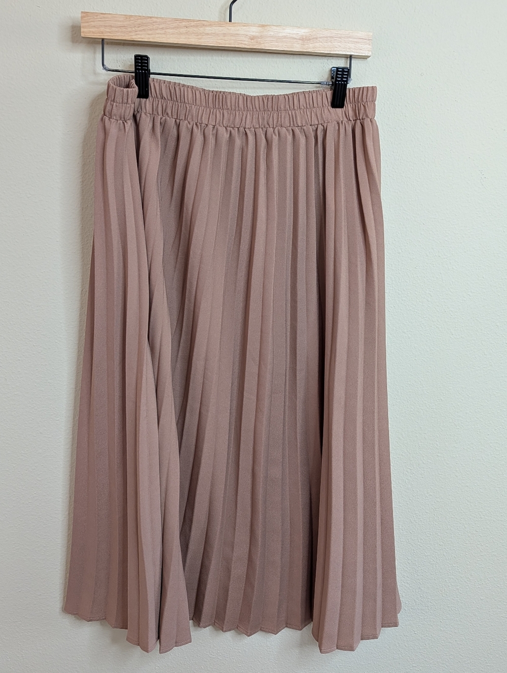 Sadie & Love Pleated Midi Skirt XL Blush Mauve Elastic Waist Chiffon